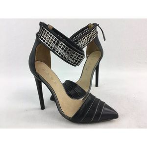 L.A.M.B. New Black leather ankle strap Trystan